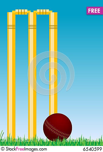 Free Cricket Ball In The Grass 2 Royalty Free Stock Images - 6540599