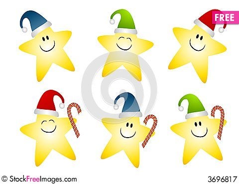 Smiling Gold Christmas Stars Clip Art - Free Stock Images ...